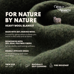 Double-stitched edge demonstrates durability on Woolly Mammoth Woolen Company blanket.