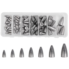 Worm fishing sinker weights kit with 83pc in selector case