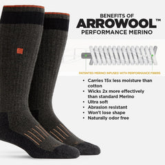 WORN merino hunting socks full-cushion sole detail highlights impact-absorbent comfort