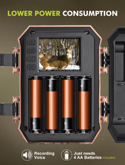 WOSODA trail camera records 48MP photos with high detail.