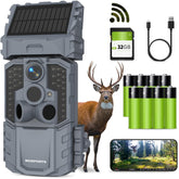 WOSPORTS 48MP WiFi trail camera front view for high-resolution wildlife capture.