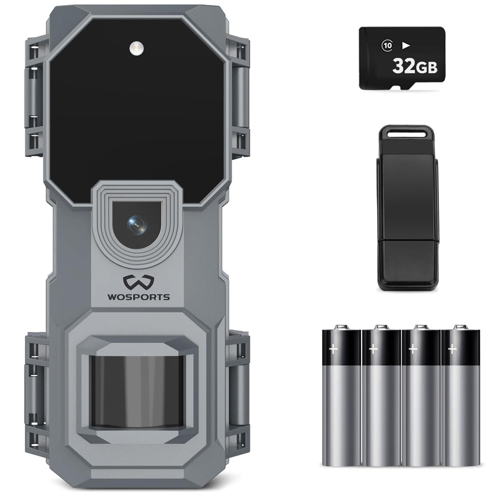 WOSPORTS mini trail camera compact design for discreet wildlife monitoring.