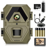 WOSPORTS Mini Trail Camera front view shows a compact, field-ready design for discreet surveillance.