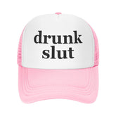 Wovotieh Drunk Slut Hat front view highlighting breathable fabric for daily wear.