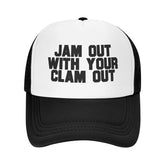 Wovotieh Jam Out with Your Clam Out Hat front view in black, comfortable day wear.