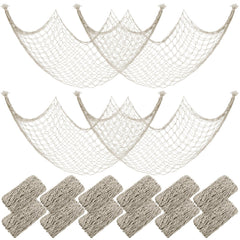 Wowangce fish netting 12-pack wall decor in white adds coastal charm to any room.