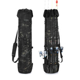 Wowelife fishing rod bag camouflage front view shows roomy five-rod capacity for organized trips