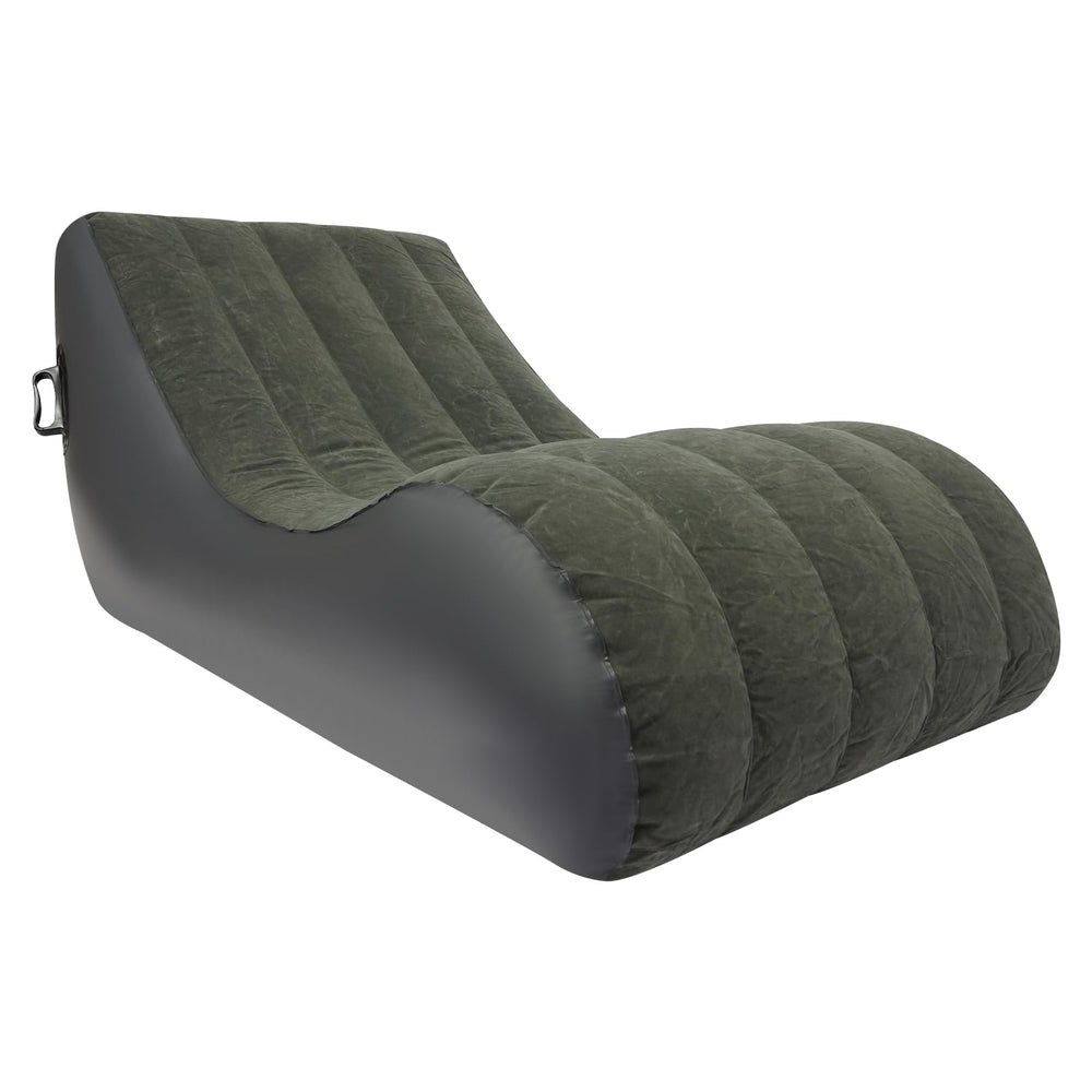 WPORDE air mattress S-shape sofa with pump, gray finish, ideal for camping.