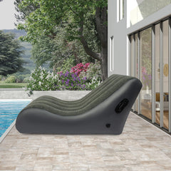 WPORDE inflatable chair with flocked surface, gray color, cozy lounging at home.