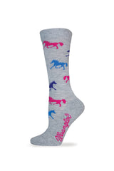 Wrangler Ladies Horse Pattern Crew Socks Grey – smooth toe seam for irritation-free wear