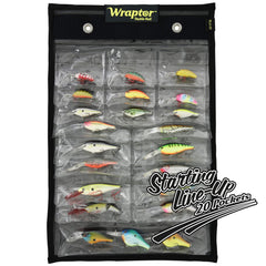 Wraptor Tackle Roll showing 20 pockets for organized lure viewing.