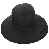 WRITWAA black wide brim straw hat for women and men - front view
