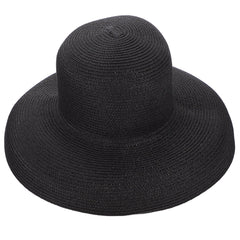WRITWAA black wide brim straw hat for women and men - front view