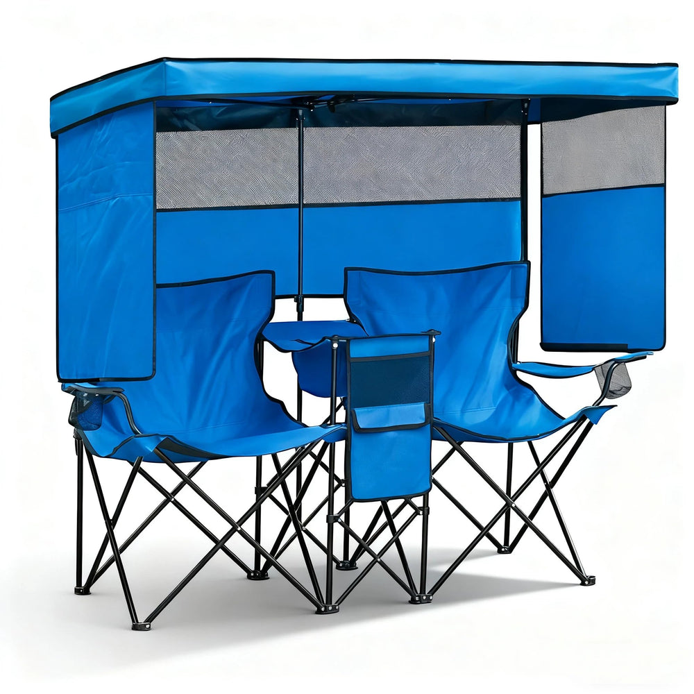 WTVIDAS double beach chair canopy shade prepared outdoors for sun protection