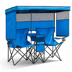 WTVIDAS double beach chair canopy shade prepared outdoors for sun protection