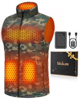 Wulcea men's heated vest front view showing graphene warmth for chilly mornings