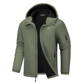 WULFUL men's softshell jacket hood provides waterproof protection for rainy hikes