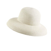 WUODHTW women's floppy wide-brim milky white hat shields the face from sun