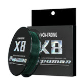 WUPUMAN braided line in moss green—non-fading color for long days on the water.