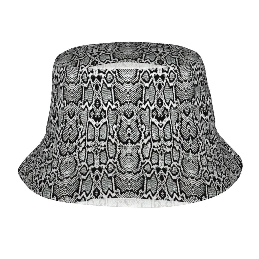 WURTON black white snake skin print bucket hat for stylish sun protection