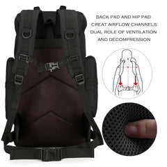 WWINTMING 45L back panel features breathable mesh for comfort.