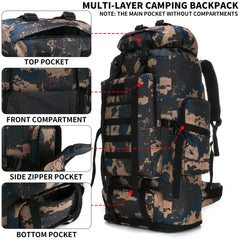 W WINTMING hiking backpack 70l side pockets store small items separately during hikes.