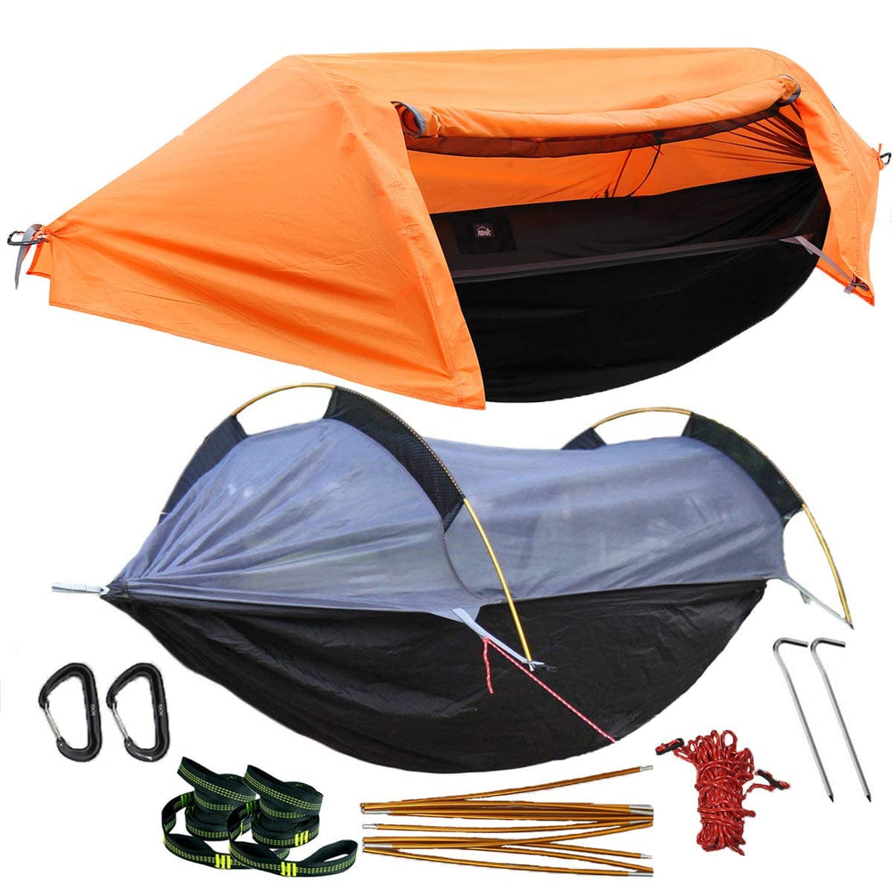 WWINTMING patent camping hammock with mosquito net for bug-free camping nights.