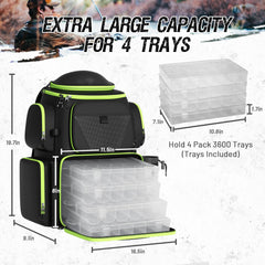 Lower compartment holding four 3600 tackle boxes
