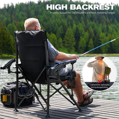 X Strike oversized folding chair padded backrest cushions comfort during long seating sessions.