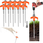 x-vesolje 8inch screw-in tent stake orange provides secure anchoring for tents in windy sites.