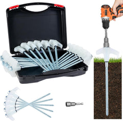 x-vesolje 8-inch tent stake in use offering secure wind-resistant anchoring for tents.