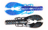 X Zone 10912 Muscle Back Craw Black Blue Lam with realistic claws for lifelike action.