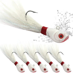 XFISHMAN bucktail jig head closeup showcases sturdy construction for saltwater casting.