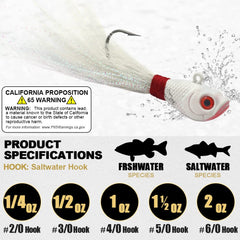 XFISHMAN saltwater hair jigs kit variety offers color options for greater lure attraction.