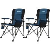 XGEAR camping chair blue back view shows ergonomic support for long outdoor rests.