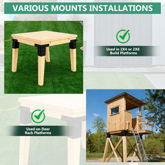XIHUWZ deer stand brackets 4x4 installation-ready image with screws and instructions for fast setup
