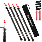 XINCAMPING adjustable tarp poles extended to 7.6ft for sturdy outdoor shelter.