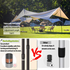 XINCAMPING heavy-duty aluminum tarp poles resist rust and weather.