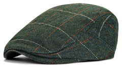 Xinveen men's newsboy hat olive green - front view
