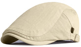 Beige cotton Newsboy hat for men - flat cap style
