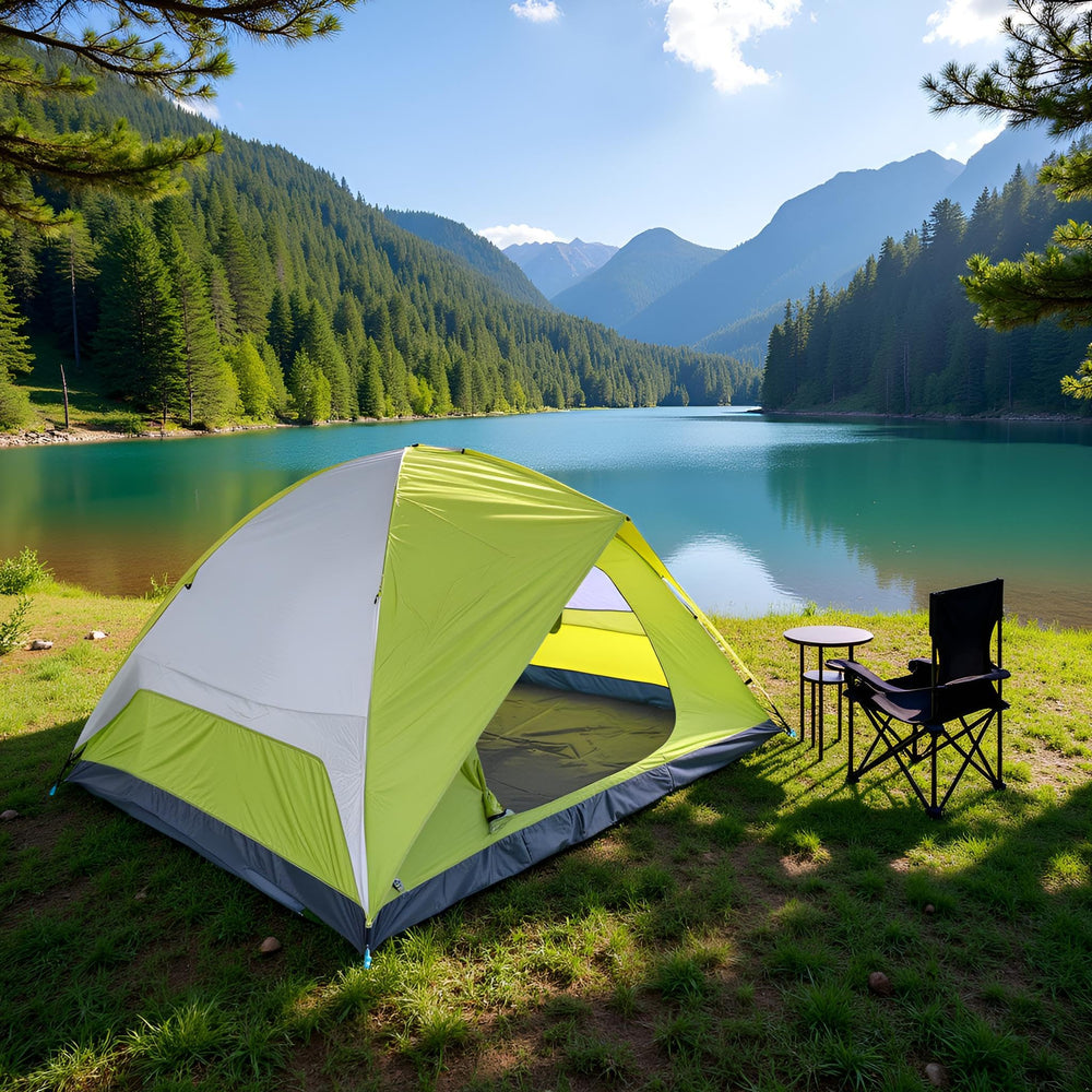XL 6-person dome tent exterior in green and gray for versatile outdoor use.