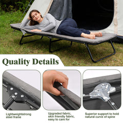 XMT camping cot adjustable backrest shows multiple reclining angles