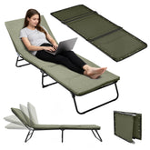XMT camping cot folded for easy storage after travel