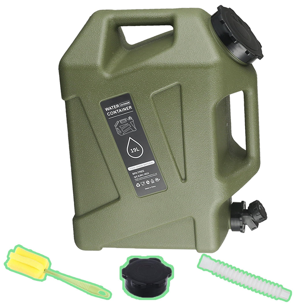 Xurwiin 5-gallon camping water container spigot enables easy-access outdoor hydration.