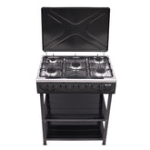 Xuthusman five-burner stove front view with precise flame control for versatile cooking