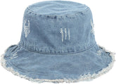 XYIYI Unisex Light Blue Washed Cotton Bucket Hat – front view