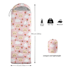 XYNHML cartoon bear sleeping bag demonstrates space-saving compact packing.