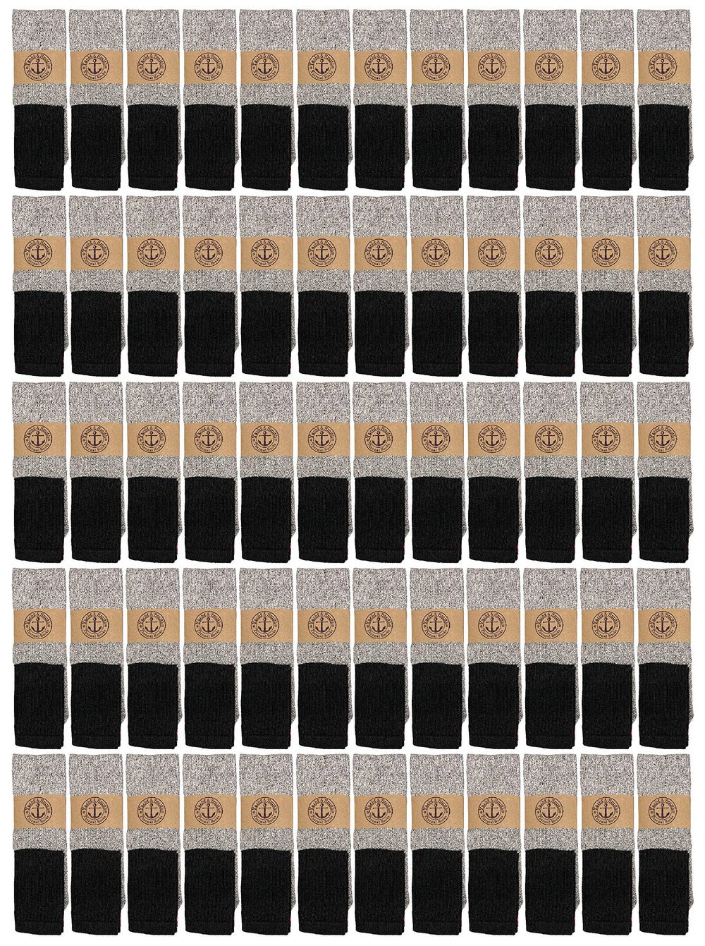 Yacht & Smith 60 pairs bulk thermal socks front view for winter warmth and bulk savings