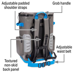 Yachter's Choice Soft Cooler Back Pack showing wide flip-top lid for quick access during outings.