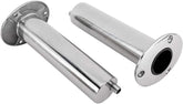 YaeMarine 2-pack rod holders in polished stainless steel with drain for corrosion resistance.